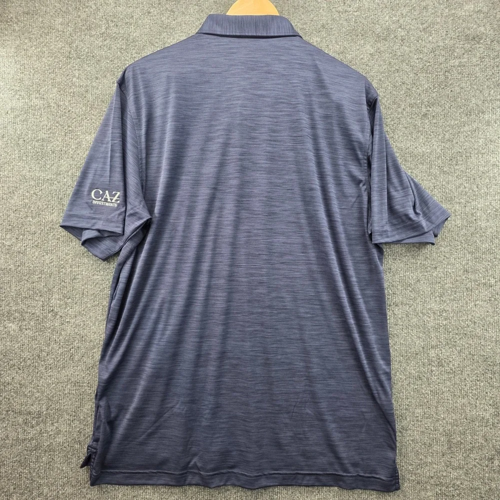 Peter Millar Featherweight Polo Mens Large Navy Blue Space Dye Golf‎ Shirt